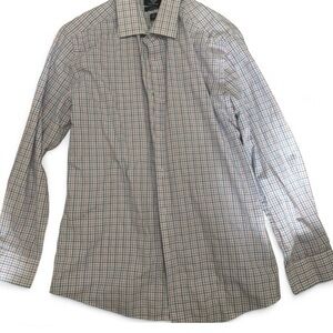 Dockers Men’s Fitted Plaid Button-Down Shirt| Stretch Collar | Blue Red Check